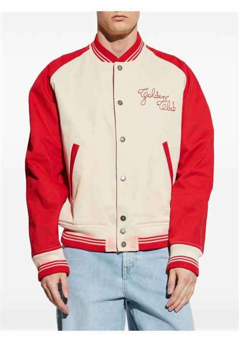 Giubbotto bomber ricamato in bianco e rosso Golden goose - uomo GOLDEN GOOSE | GMP02128P00185615722